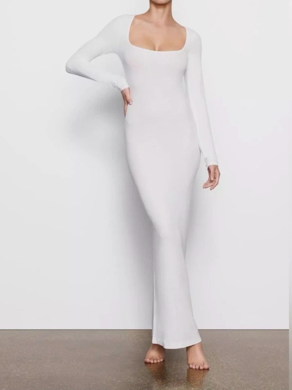 Skims Sz 2X Soft Lounge Ribbed Long Sleeves Maxi Dress